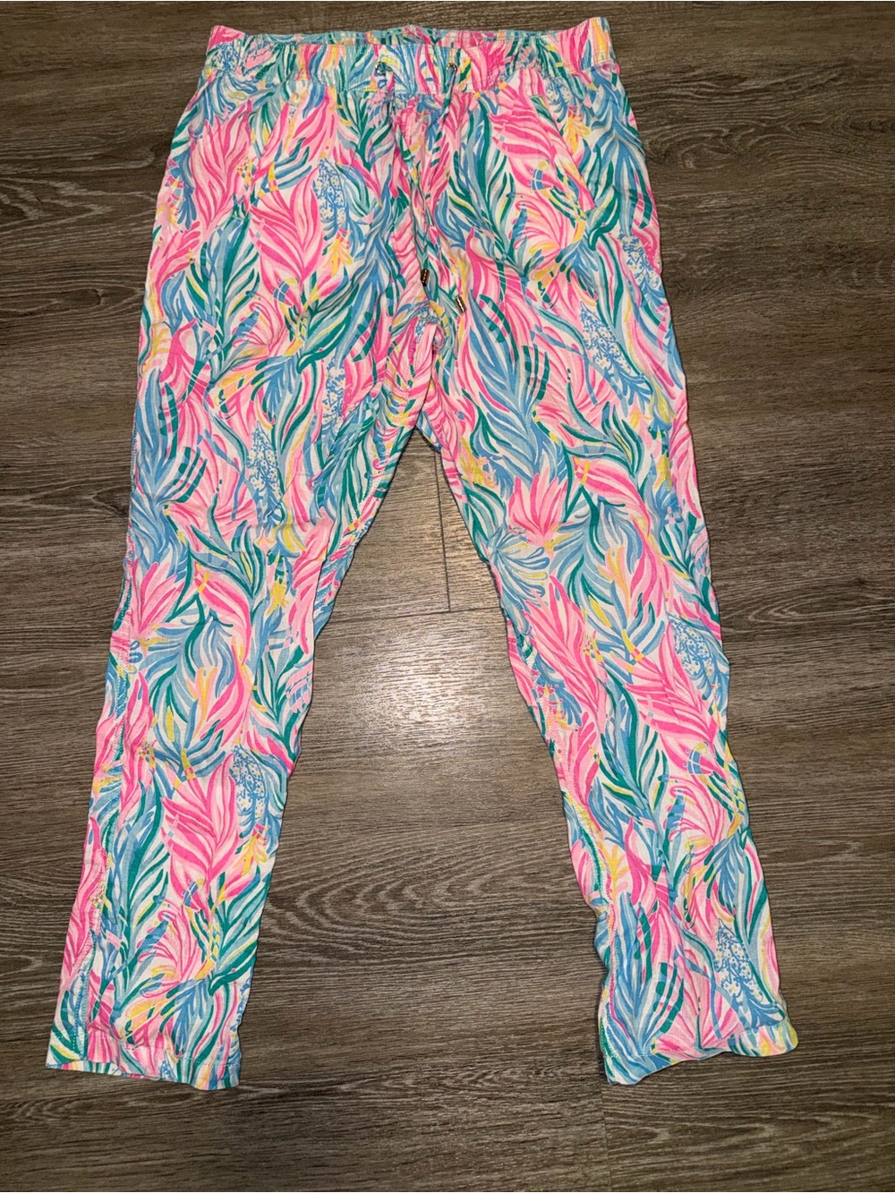 Lilly Pulitzer Pink Teal Multicolor Tropical Jumpsuit Sea Turtle and Soirée